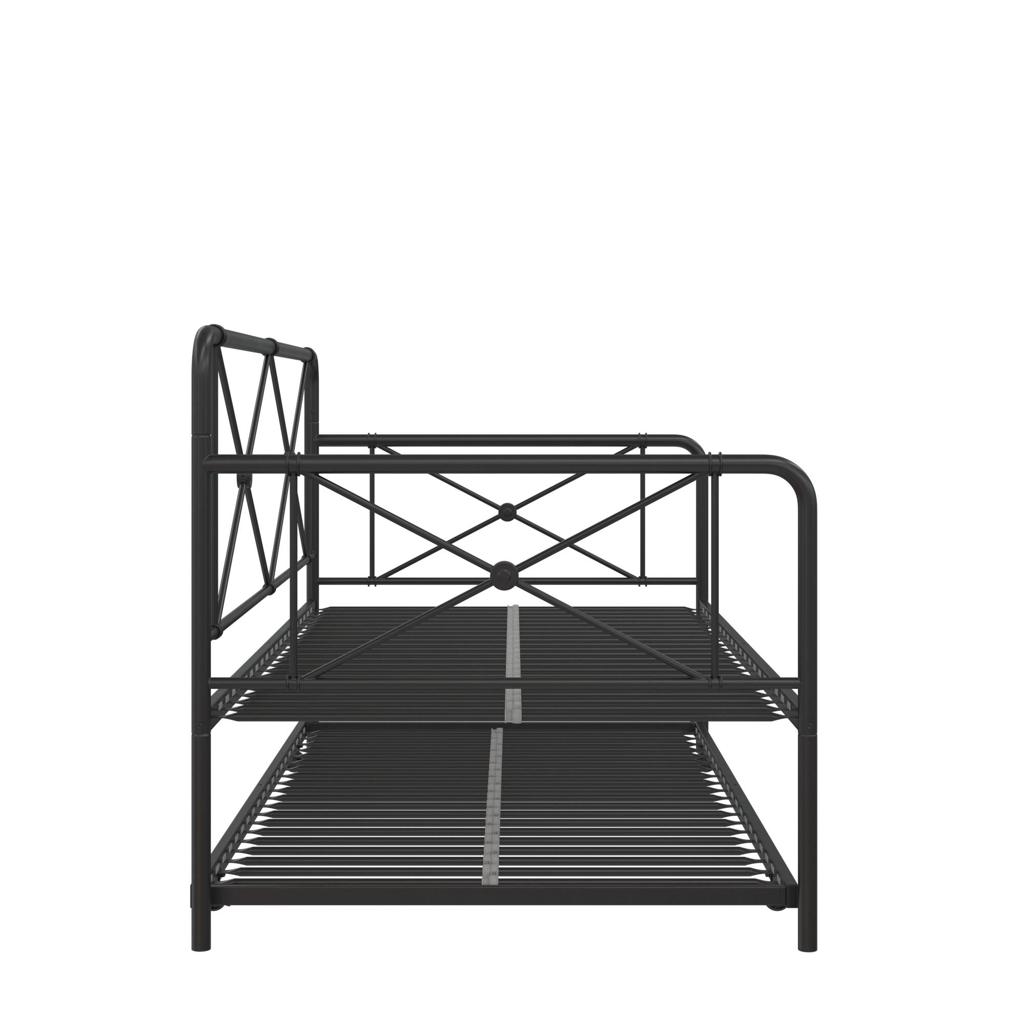 RealRooms Ally Metal Farmhouse Daybed with Trundle - Black - Twin