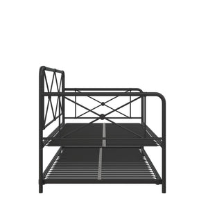 RealRooms Ally Metal Farmhouse Daybed with Trundle - Black - Twin