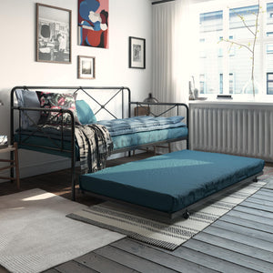 RealRooms Ally Metal Farmhouse Daybed with Trundle - Black - Twin