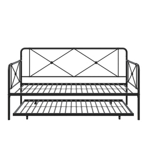 RealRooms Ally Metal Farmhouse Daybed with Trundle - Black - Twin