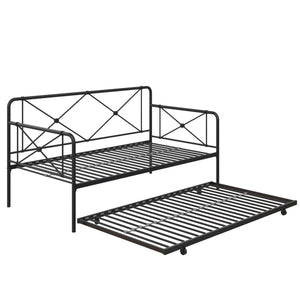 RealRooms Ally Metal Farmhouse Daybed with Trundle - Black - Twin