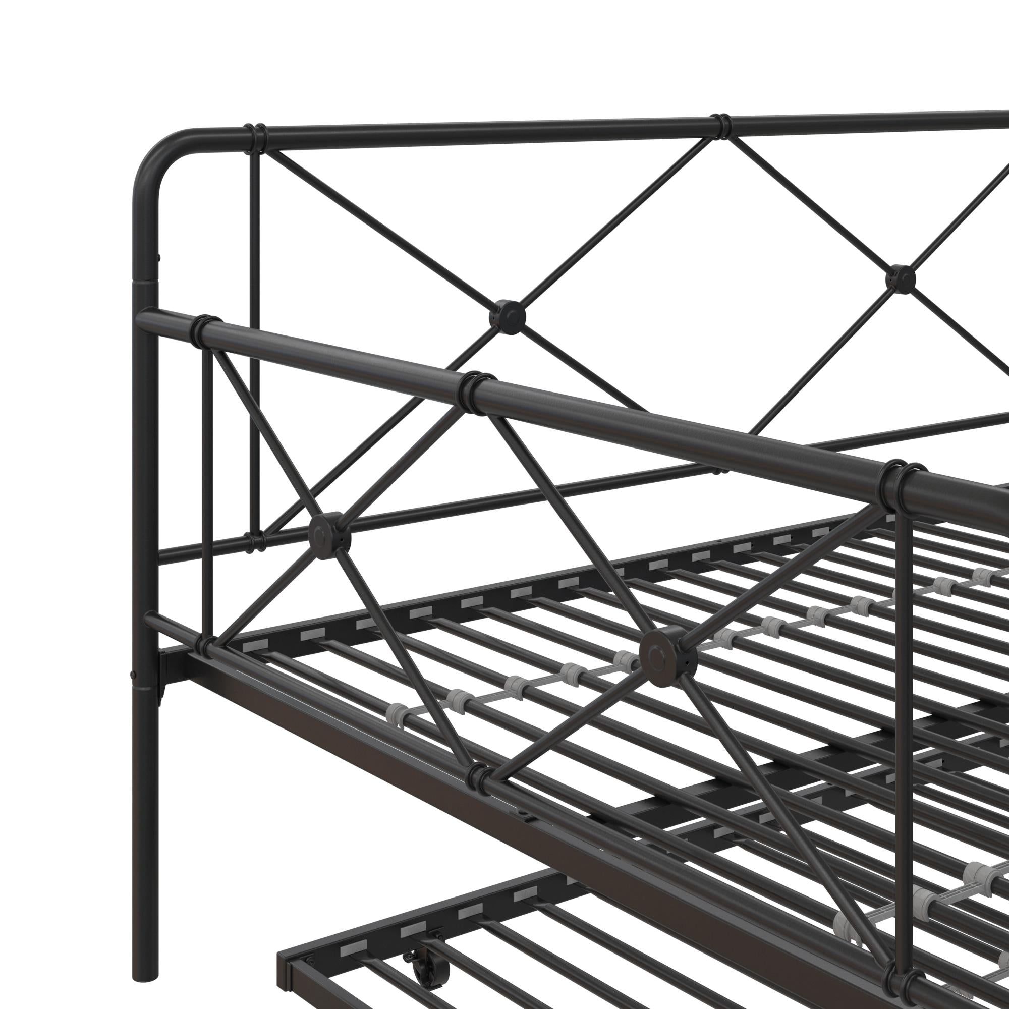 RealRooms Ally Metal Farmhouse Daybed with Trundle - Black - Full