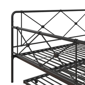 RealRooms Ally Metal Farmhouse Daybed with Trundle - Black - Full