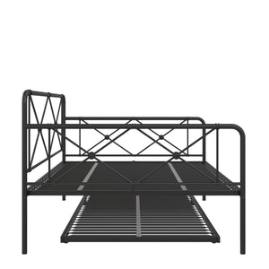 RealRooms Ally Metal Farmhouse Daybed with Trundle - Black - Full