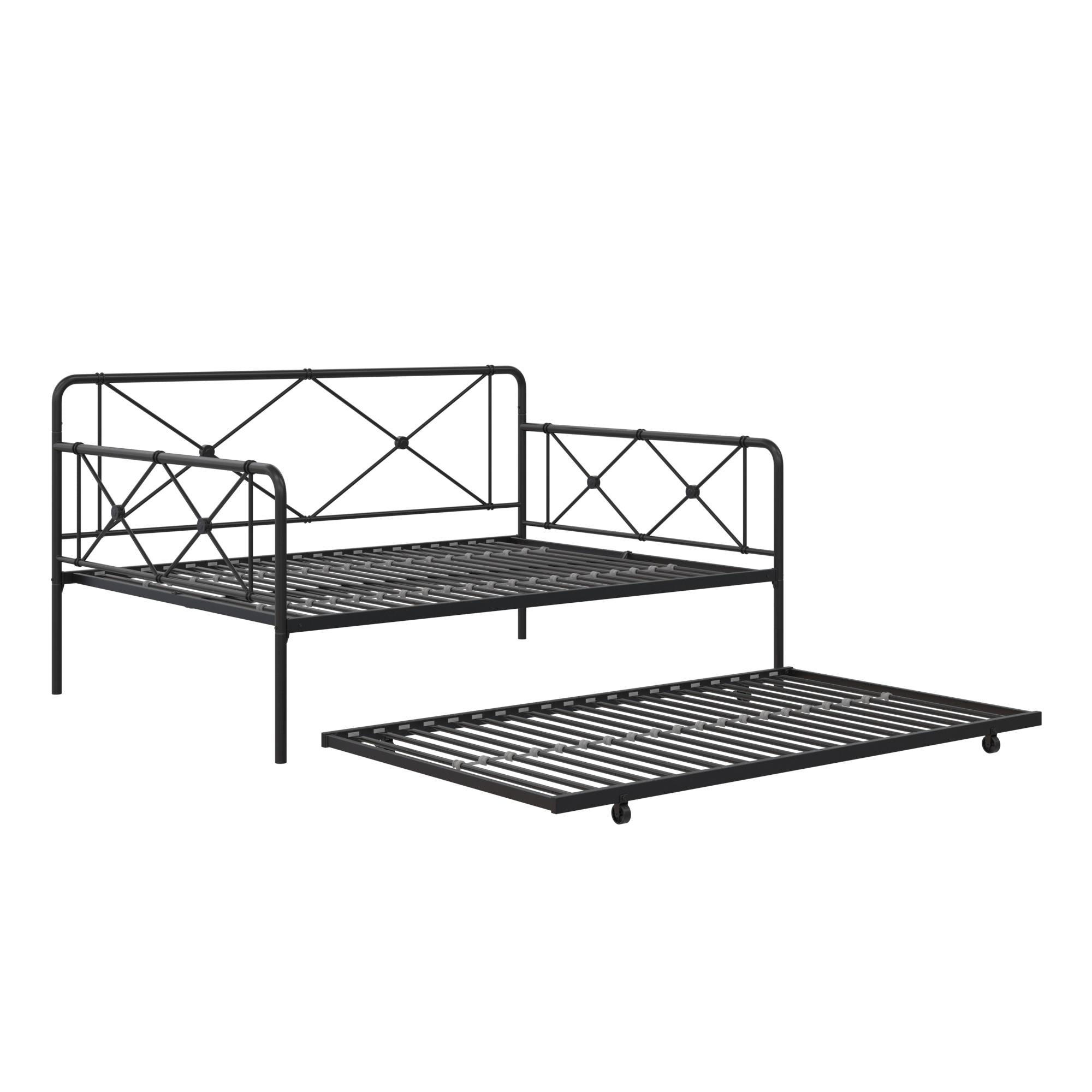 RealRooms Ally Metal Farmhouse Daybed with Trundle - Black - Full