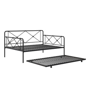 RealRooms Ally Metal Farmhouse Daybed with Trundle - Black - Full