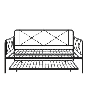 RealRooms Ally Metal Farmhouse Daybed with Trundle - Black - Full