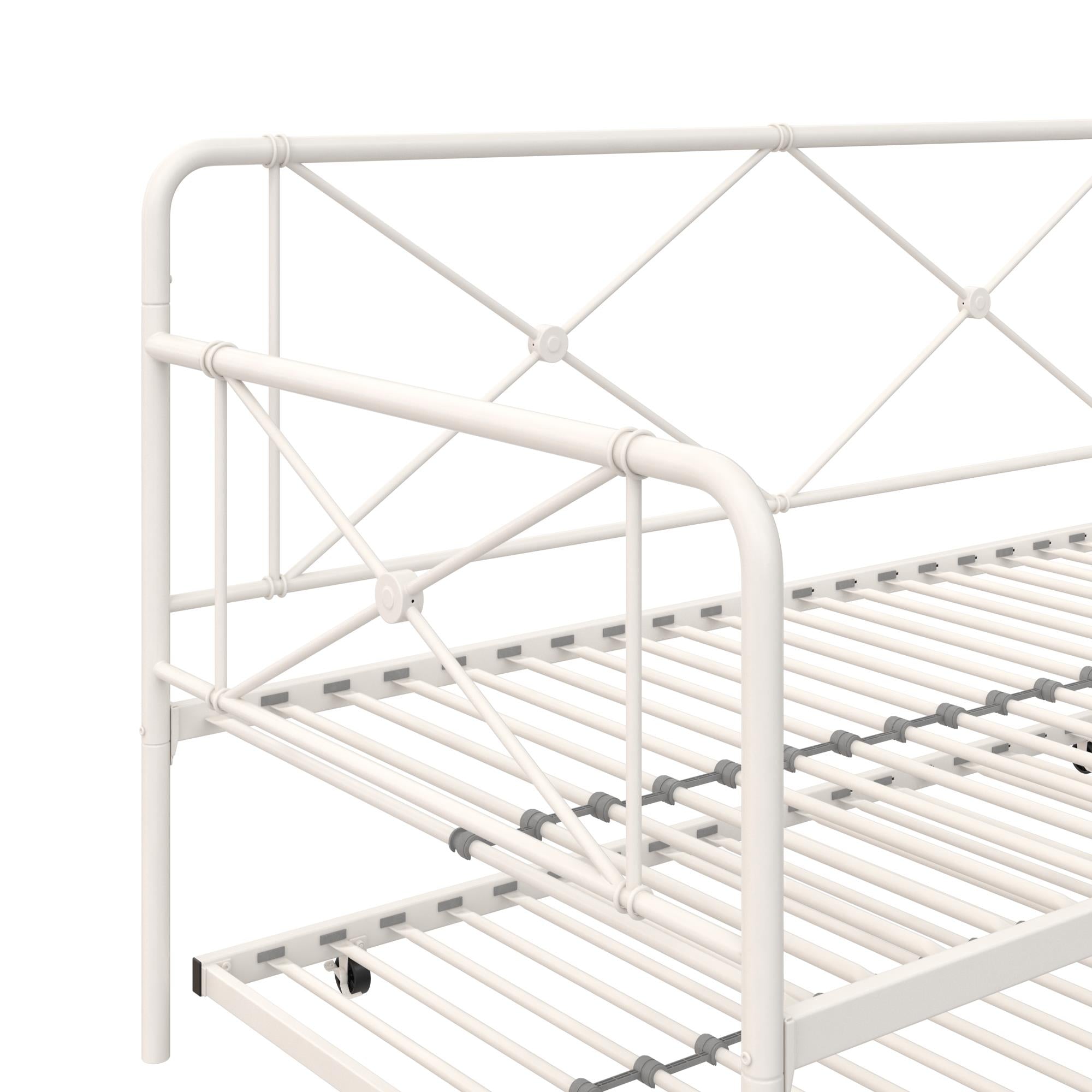 RealRooms Ally Metal Farmhouse Daybed with Trundle - White - Twin