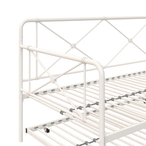 RealRooms Ally Metal Farmhouse Daybed with Trundle - White - Twin