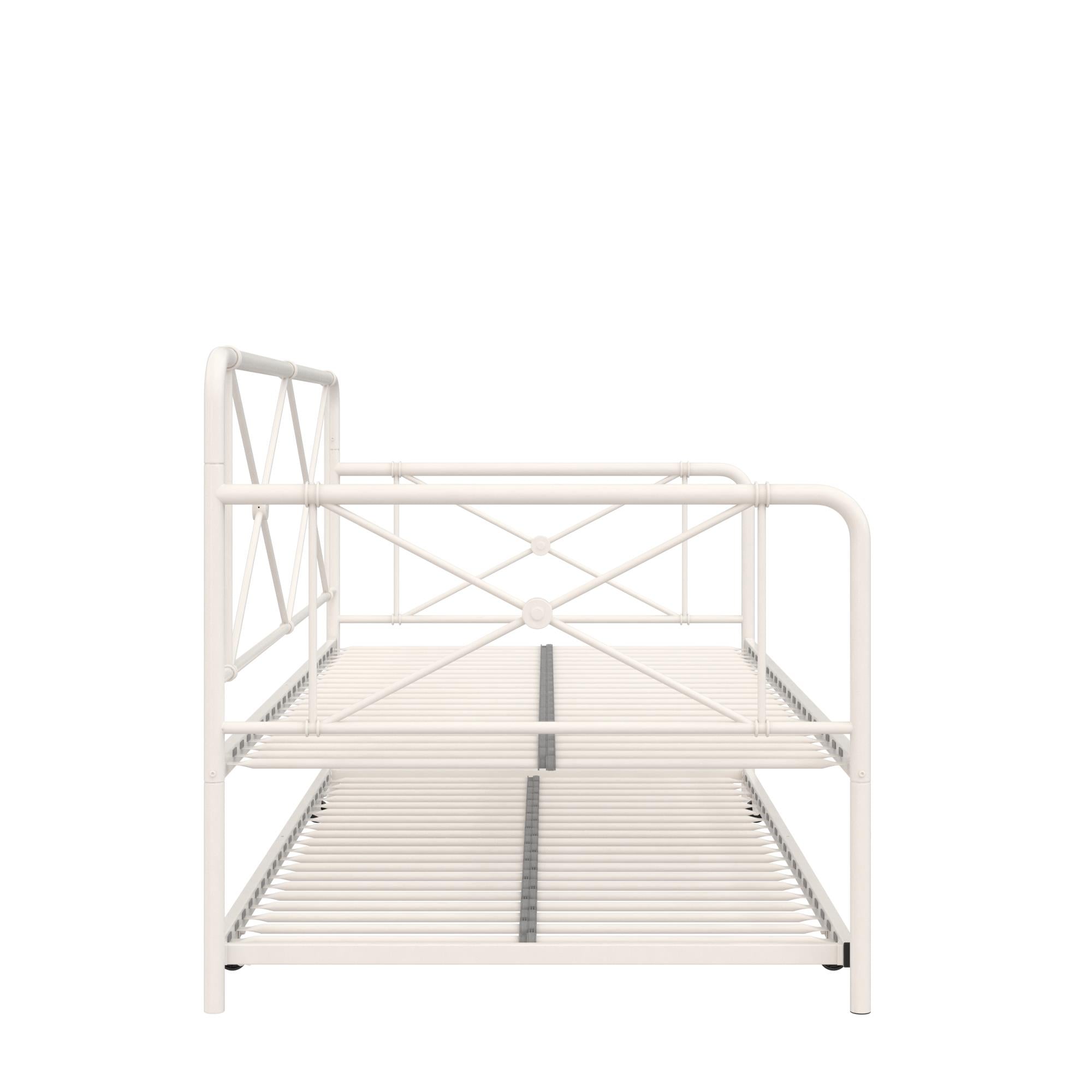 RealRooms Ally Metal Farmhouse Daybed with Trundle - White - Twin
