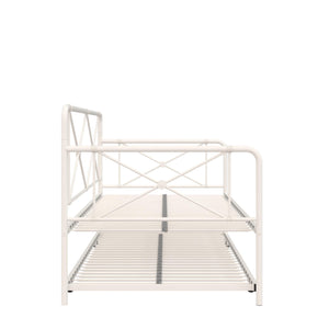 RealRooms Ally Metal Farmhouse Daybed with Trundle - White - Twin