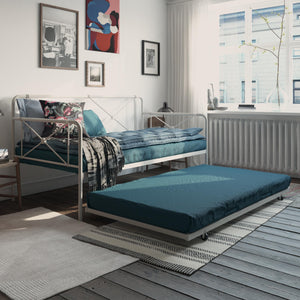 RealRooms Ally Metal Farmhouse Daybed with Trundle - White - Twin