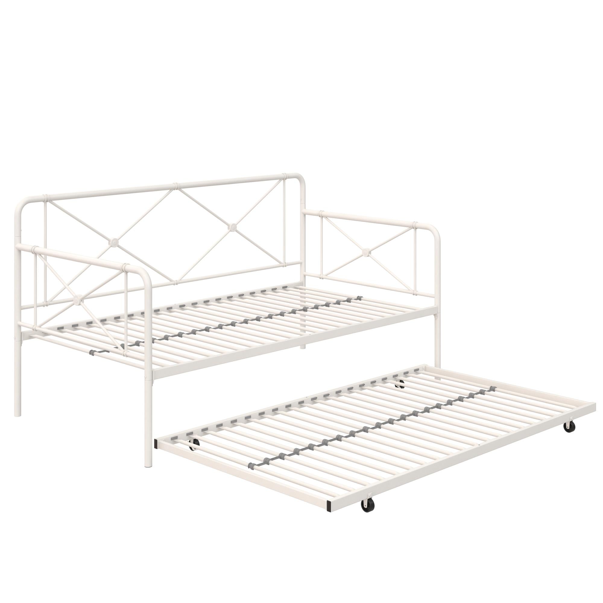 RealRooms Ally Metal Farmhouse Daybed with Trundle - White - Twin