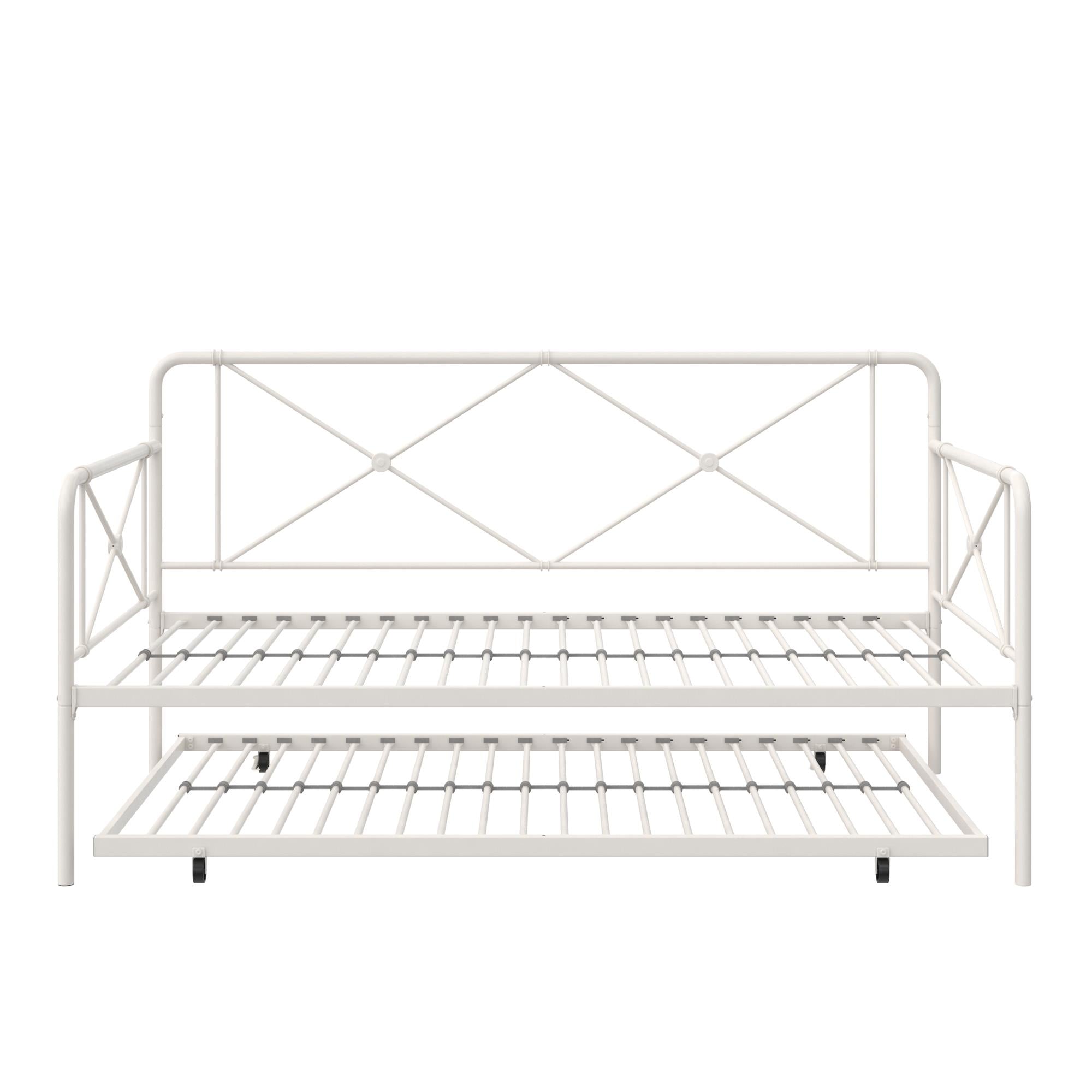 RealRooms Ally Metal Farmhouse Daybed with Trundle - White - Twin