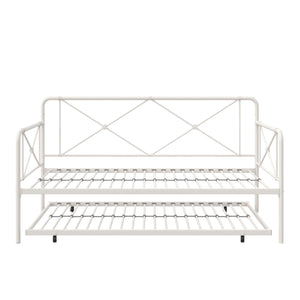 RealRooms Ally Metal Farmhouse Daybed with Trundle - White - Twin