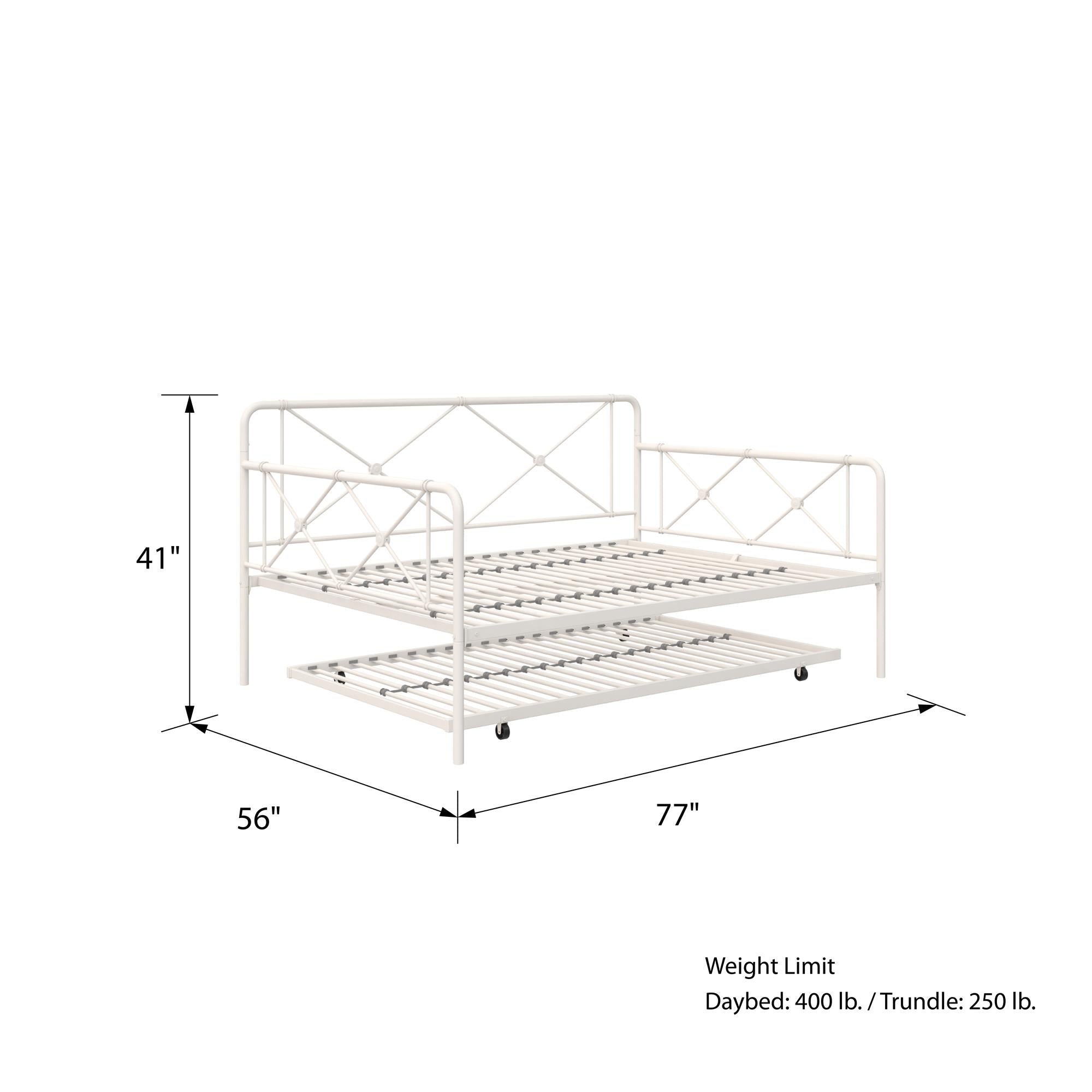 RealRooms Ally Metal Farmhouse Daybed with Trundle - White - Full