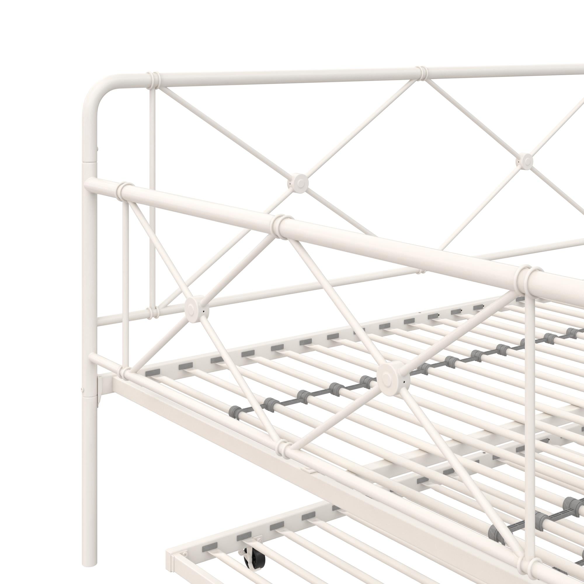 RealRooms Ally Metal Farmhouse Daybed with Trundle - White - Full