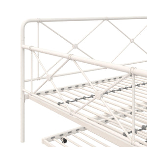 RealRooms Ally Metal Farmhouse Daybed with Trundle - White - Full