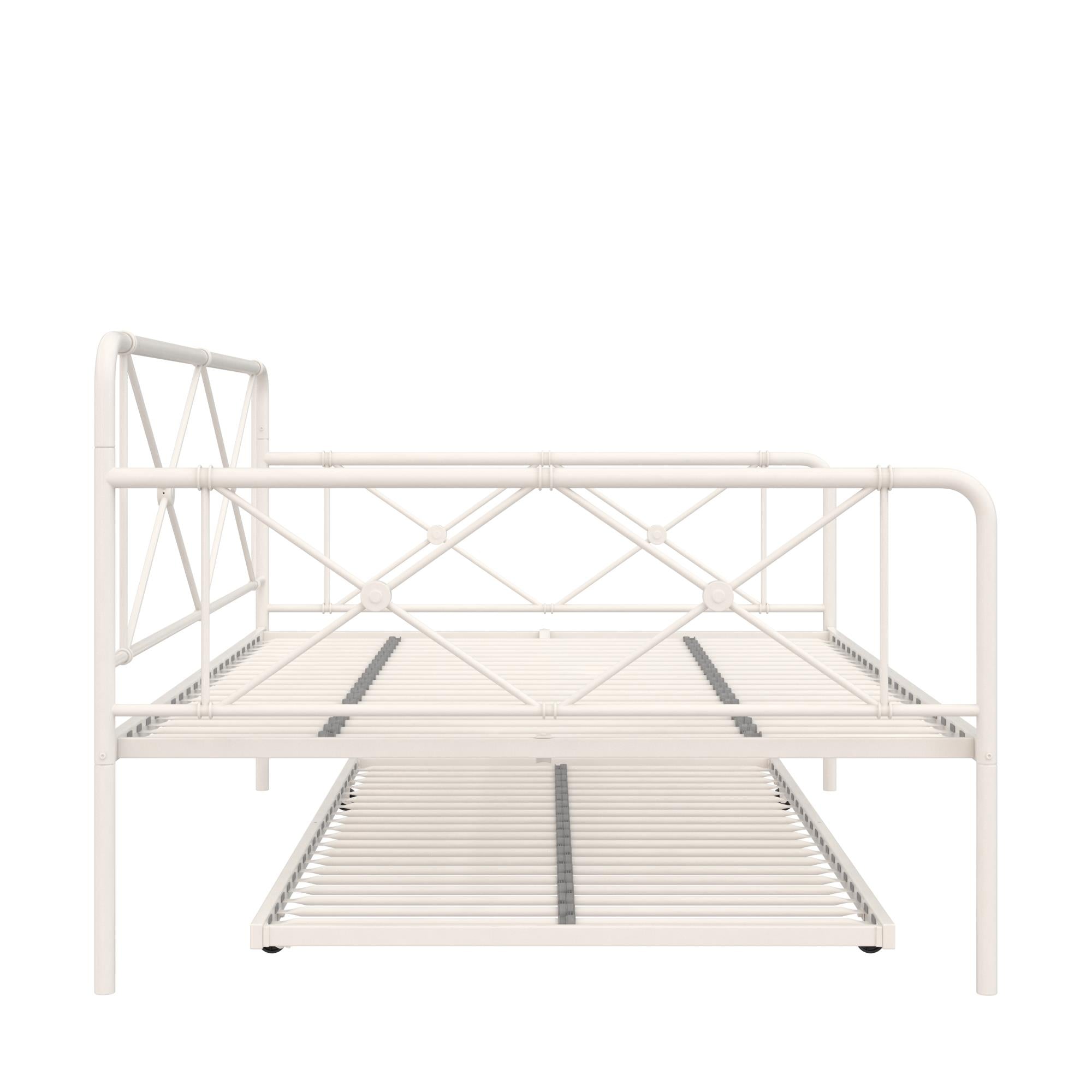 RealRooms Ally Metal Farmhouse Daybed with Trundle - White - Full