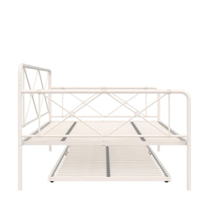 RealRooms Ally Metal Farmhouse Daybed with Trundle - White - Full