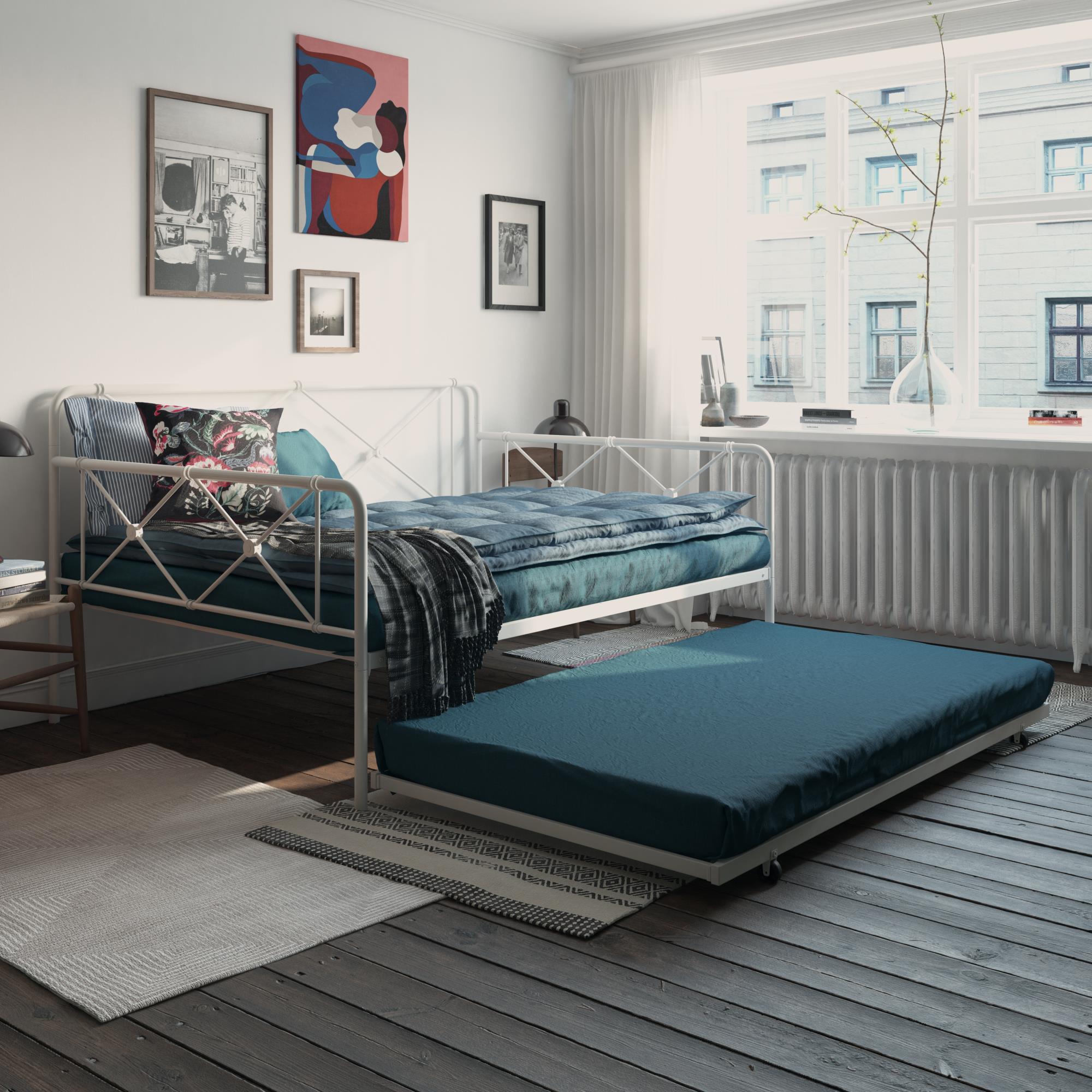 RealRooms Ally Metal Farmhouse Daybed with Trundle - White - Full
