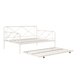 RealRooms Ally Metal Farmhouse Daybed with Trundle - White - Full