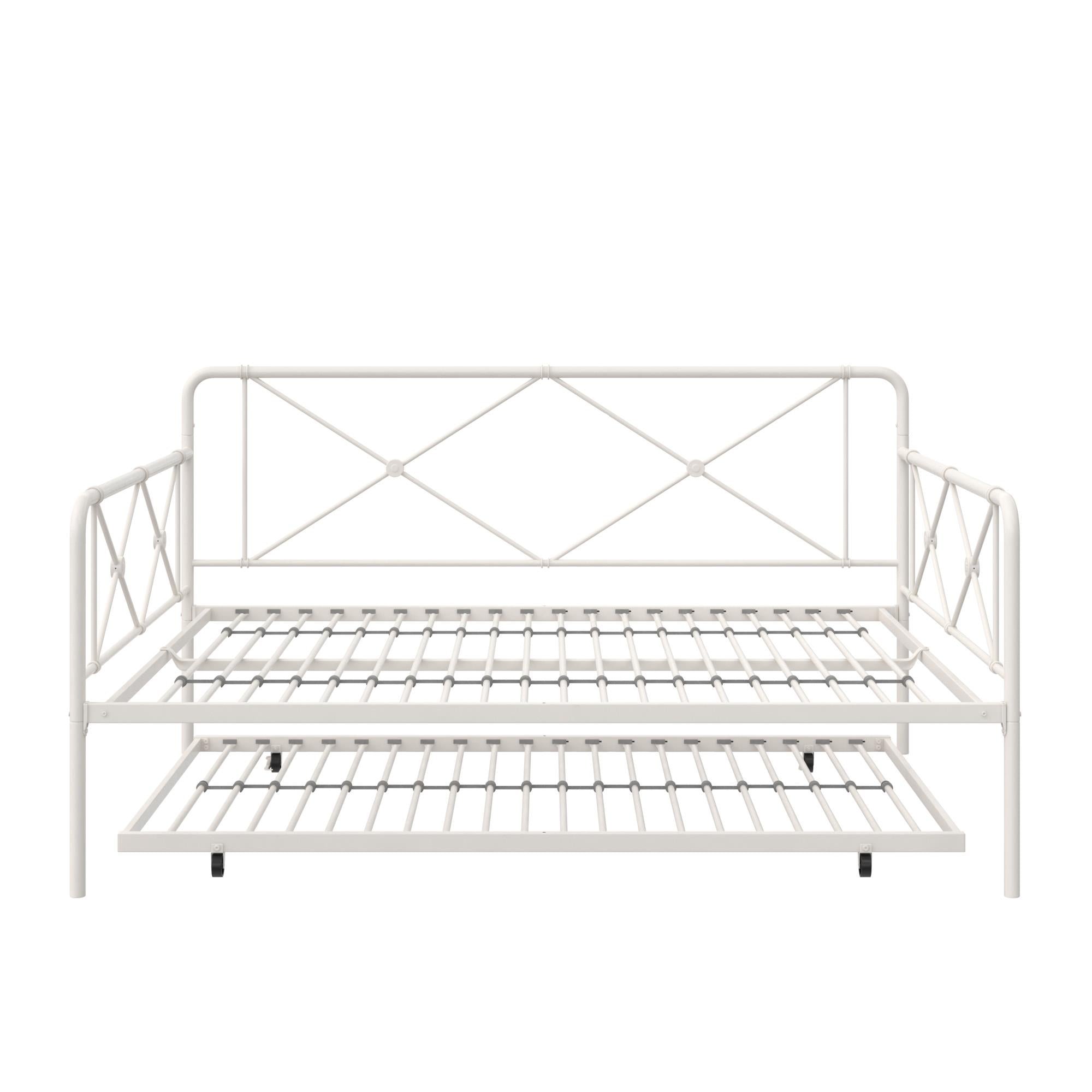 RealRooms Ally Metal Farmhouse Daybed with Trundle - White - Full