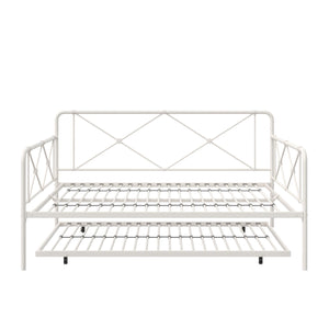 RealRooms Ally Metal Farmhouse Daybed with Trundle - White - Full