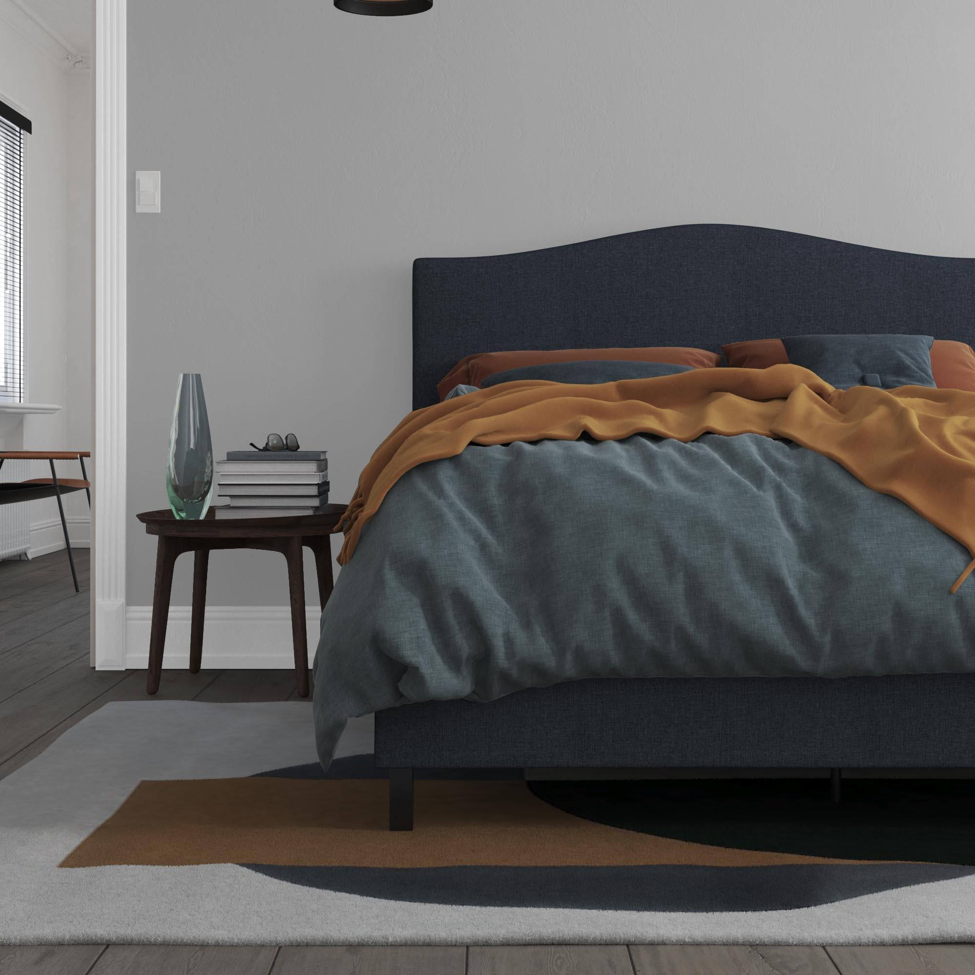 RealRooms Mason Upholstered Bed - Blue - Queen