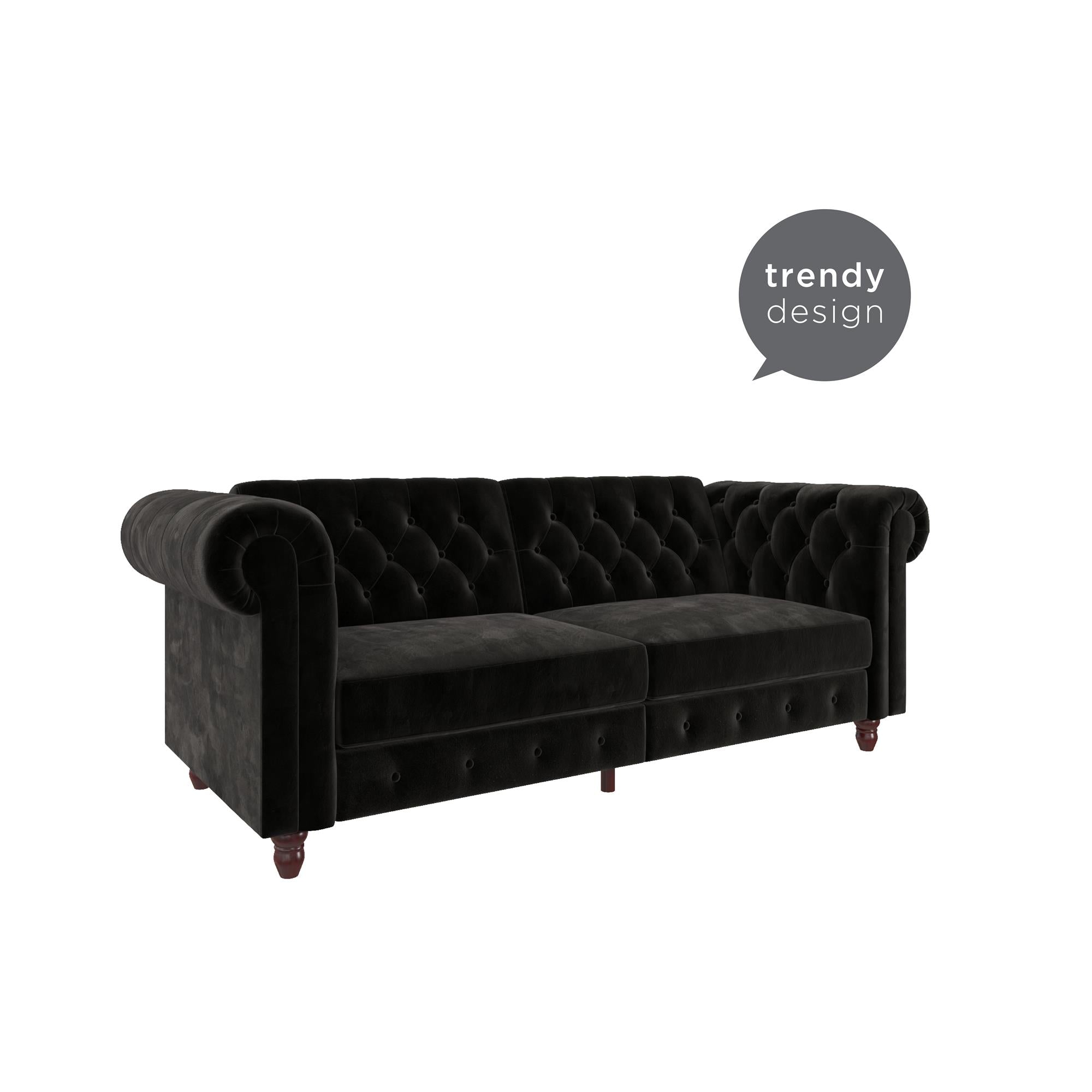 DHP Felix Chesterfield Futon Sofa Bed - Black