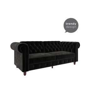 DHP Felix Chesterfield Futon Sofa Bed - Black