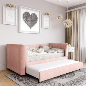 Max & Finn Valentina Upholstered Daybed and Trundle - Pink - Twin