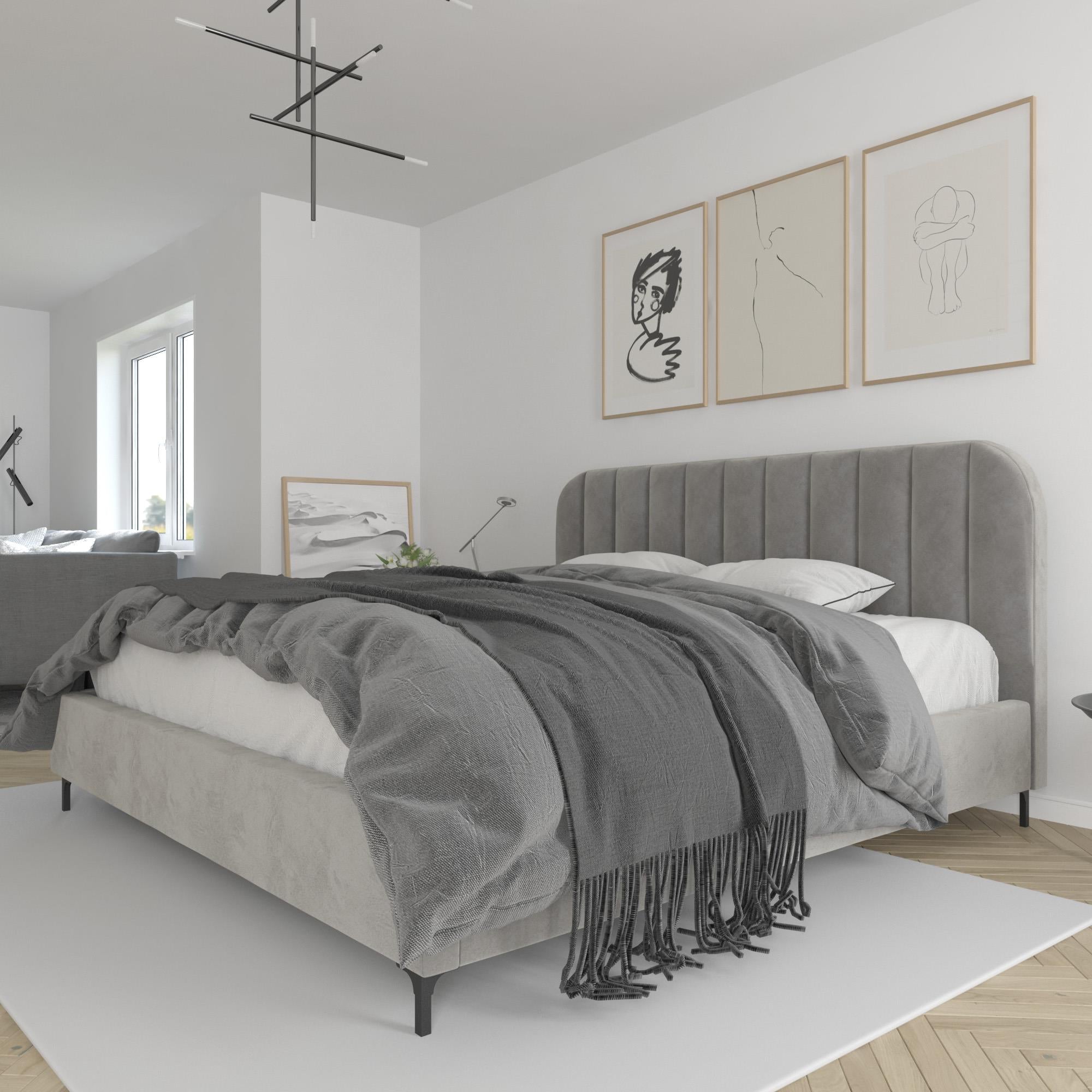 DHP Callie Upholstered Bed - Light Gray - King