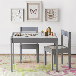 Max & Finn Hunter 3-Piece Kiddy Table & Chair Kids Set - Gray