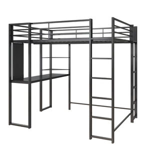 DHP Abode Full Size Metal Loft Bed with Desk and Shelves - Black - Full