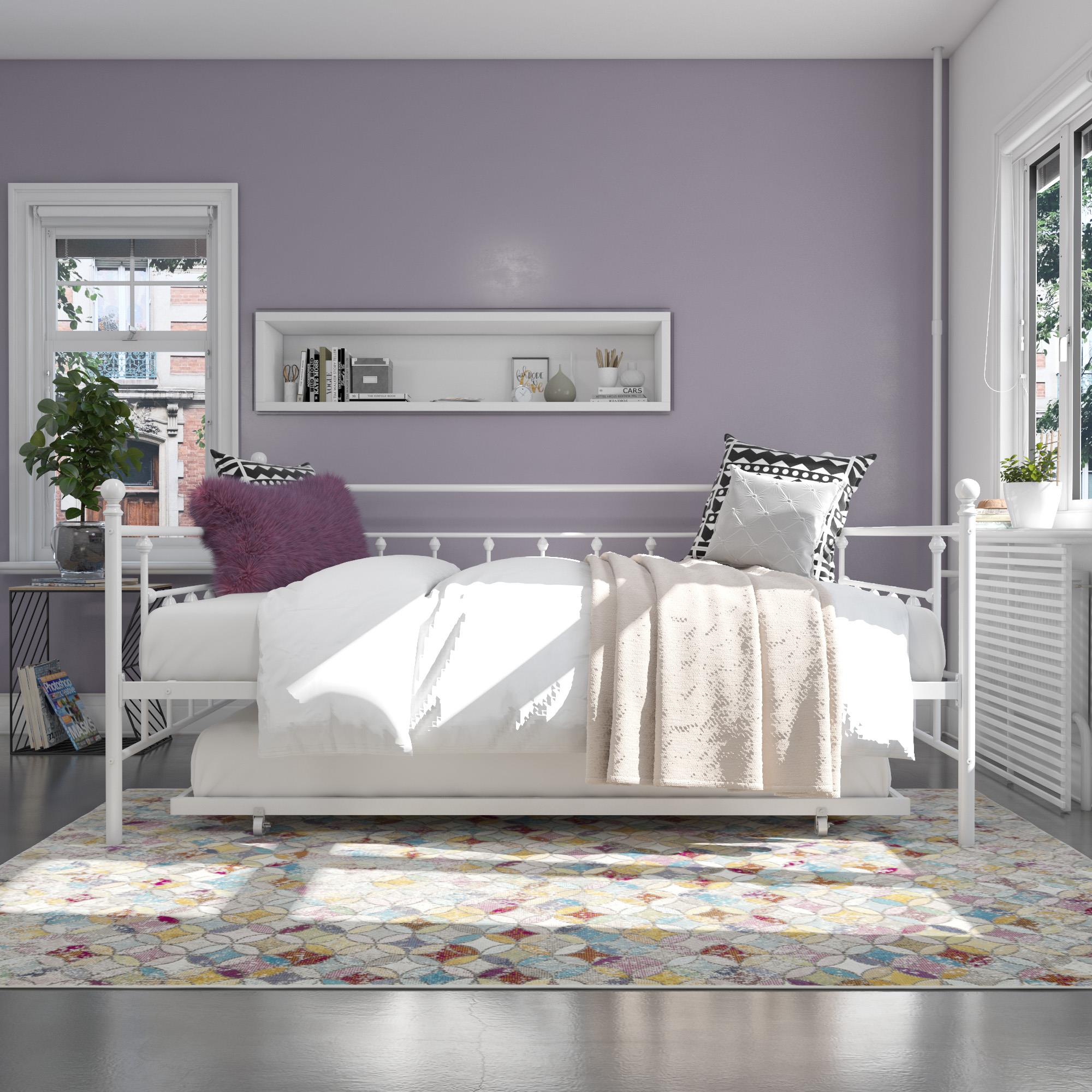 DHP Manila Metal Daybed with Trundle - White - Queen