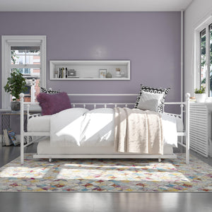 DHP Manila Metal Daybed with Trundle - White - Queen