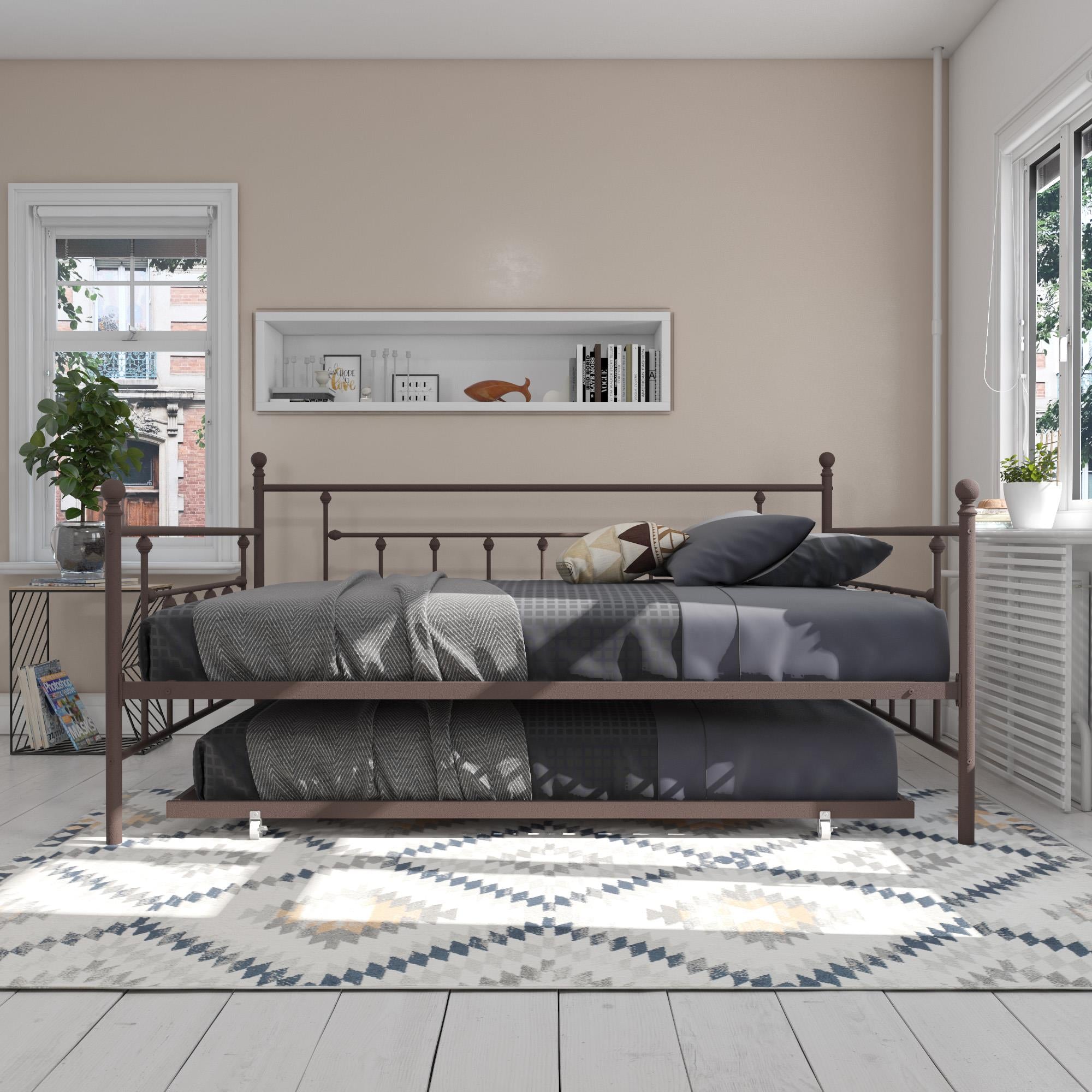 DHP Manila Metal Daybed with Trundle - Bronze - Queen
