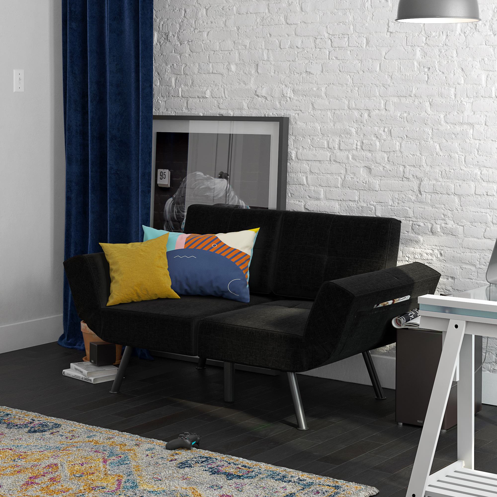 RealRooms Euro Loveseat Futon - Black
