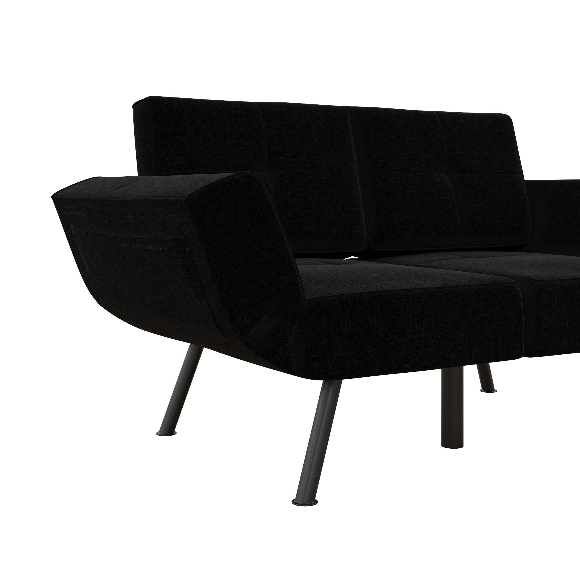 RealRooms Euro Loveseat Futon - Black