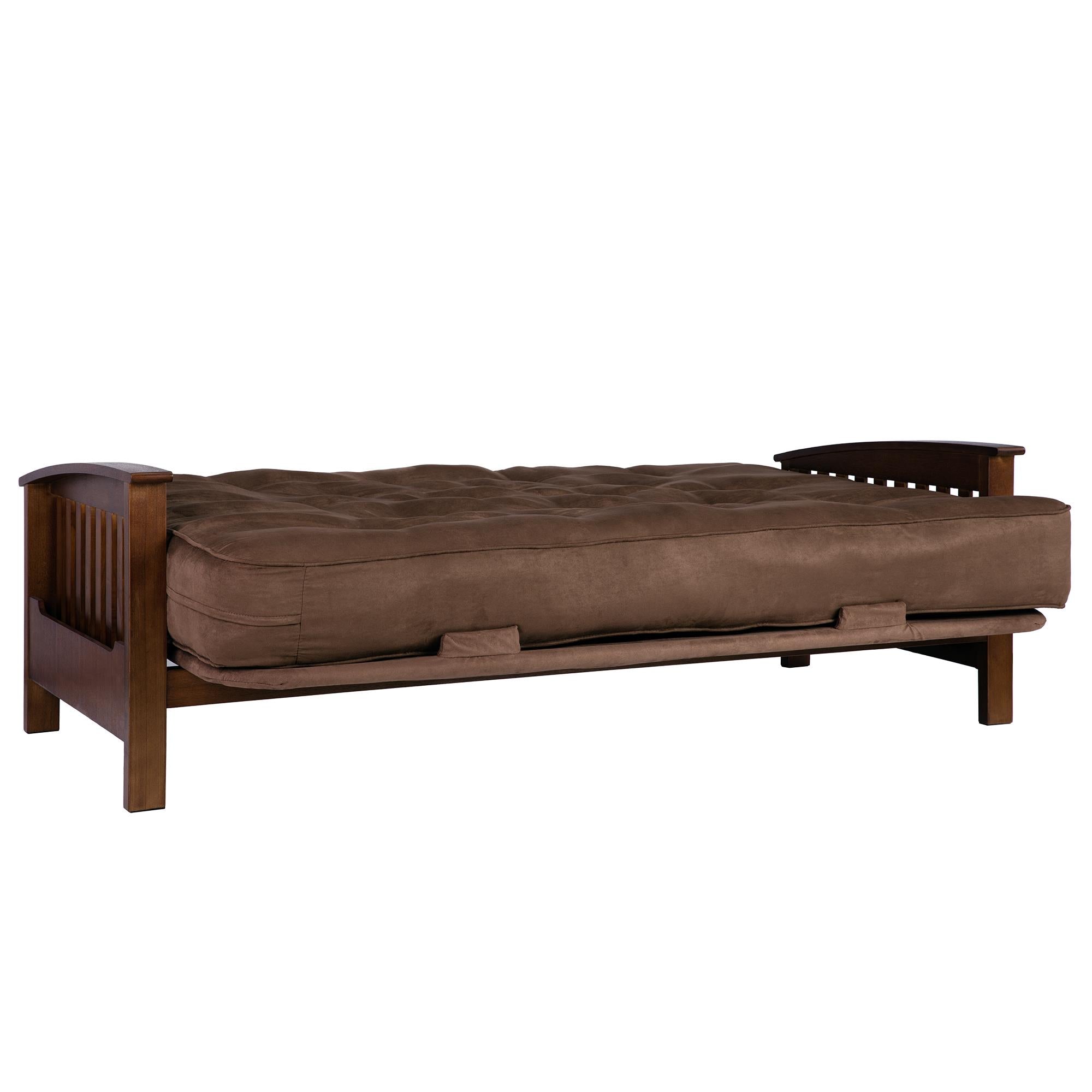 DHP Hudson Futon Set with Wood Arm Frame and Mattress - Brown