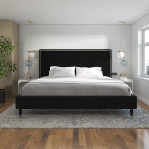 CosmoLiving Audrey Upholstered Bed - Black - King