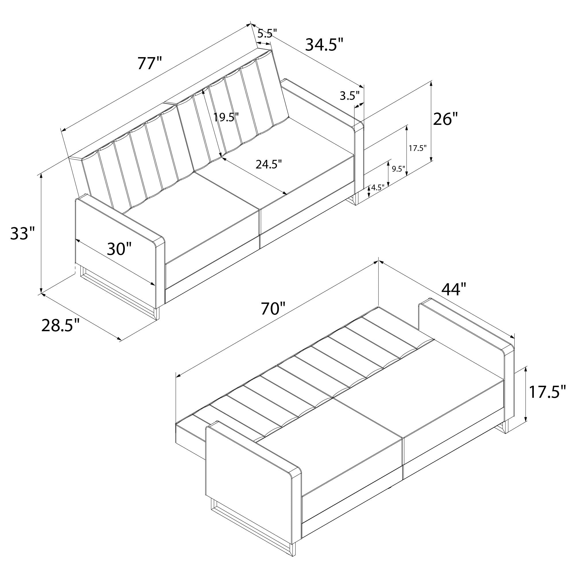 Novogratz Skylar Futon Sofa Bed - Black