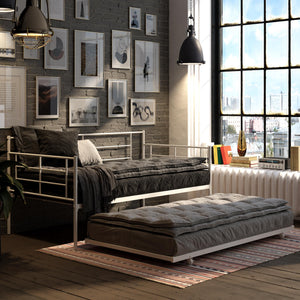 RealRooms Praxis Metal Daybed with Trundle - White - Twin