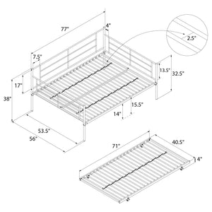 RealRooms Praxis Metal Daybed with Trundle - White - Full