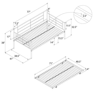 RealRooms Praxis Metal Daybed with Trundle - Black - Twin