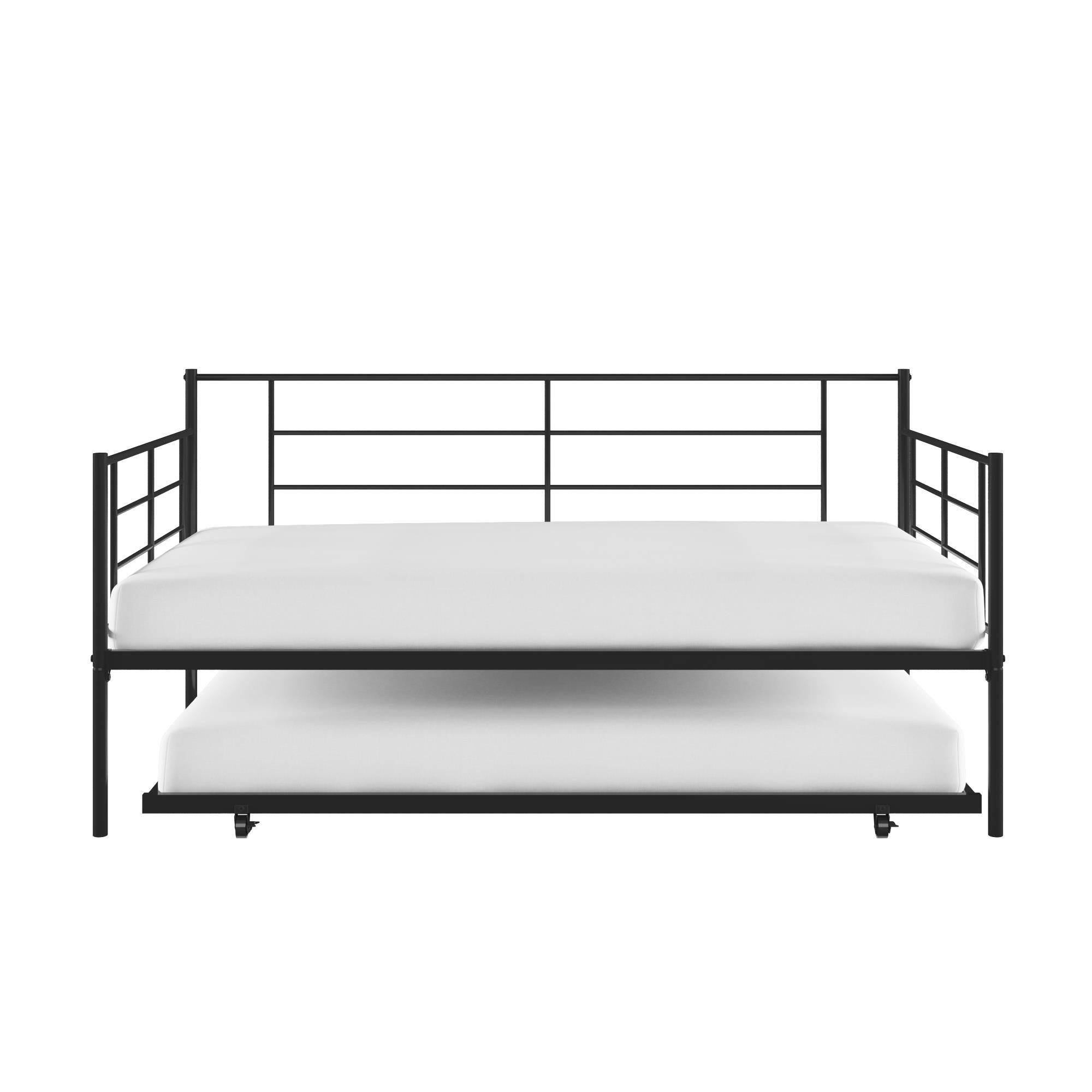 RealRooms Praxis Metal Daybed with Trundle - Black - Twin