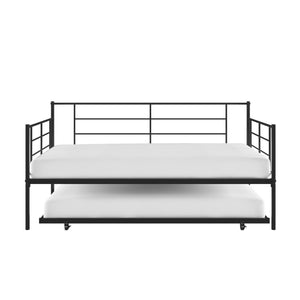 RealRooms Praxis Metal Daybed with Trundle - Black - Twin