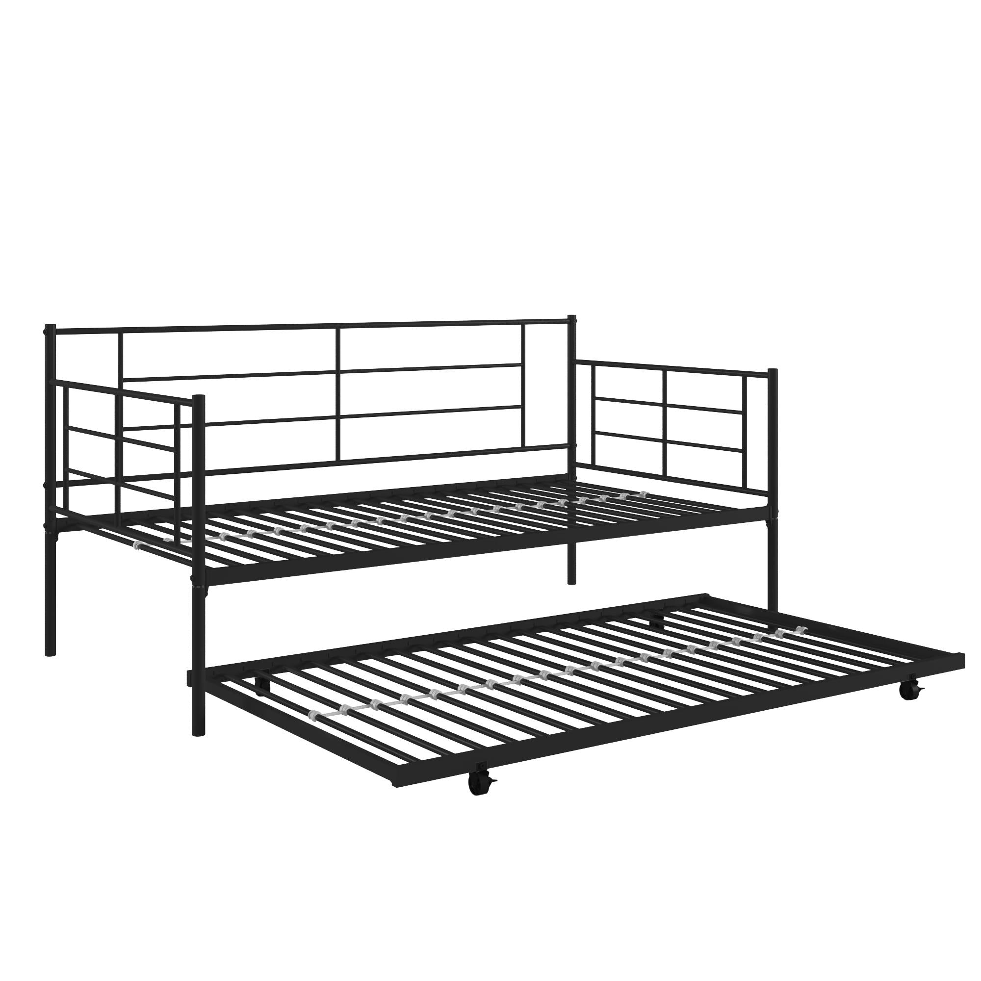 RealRooms Praxis Metal Daybed with Trundle - Black - Twin