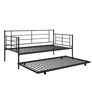 RealRooms Praxis Metal Daybed with Trundle - Black - Twin